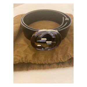Unique Gucci Double G Black Patent Leather Belt